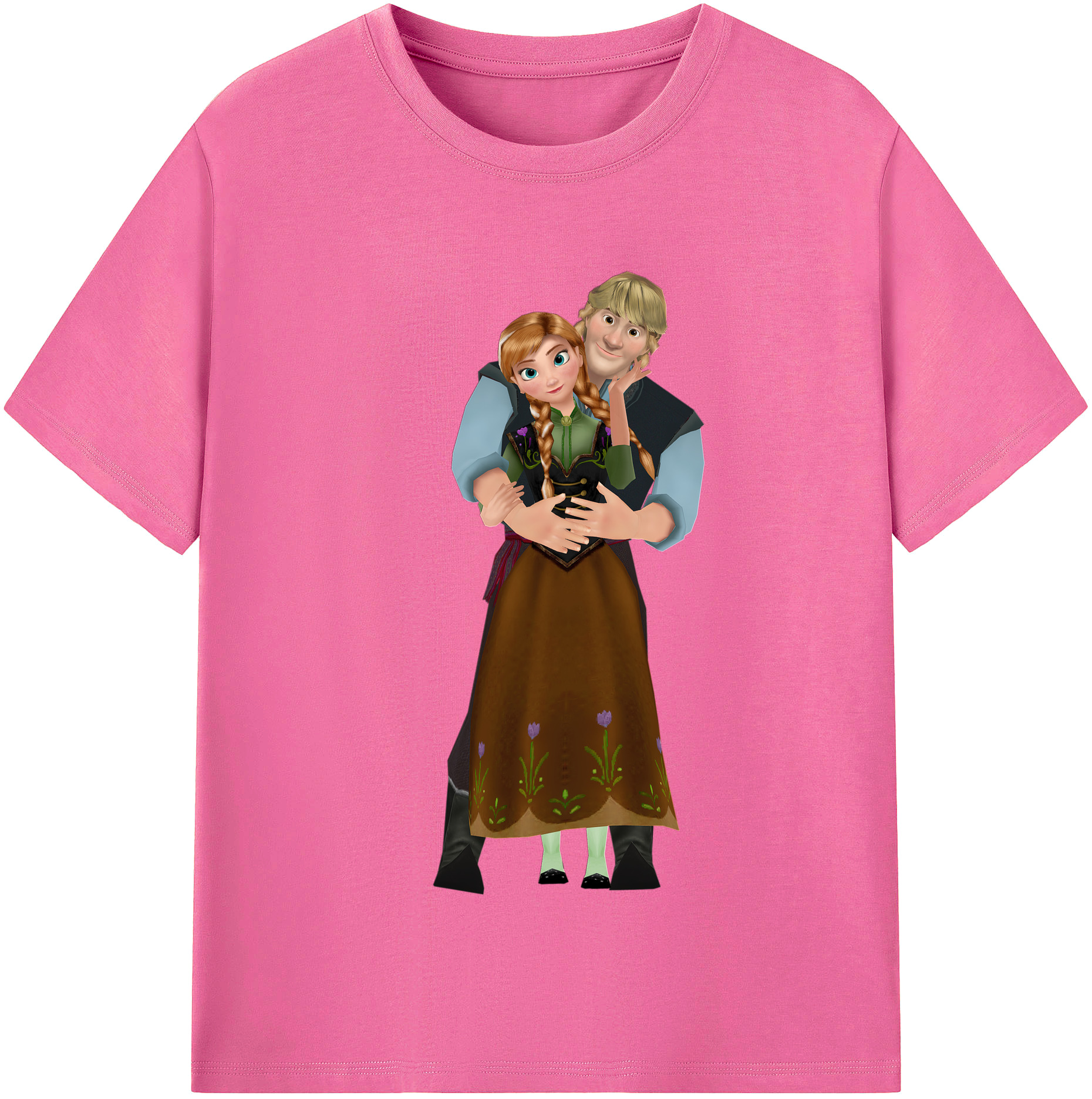 （画像用） アナと雪の女王 アンナ エルサ Frozen Anna Elsa レディースカジュアルプリントTシャツ（綿100％）
